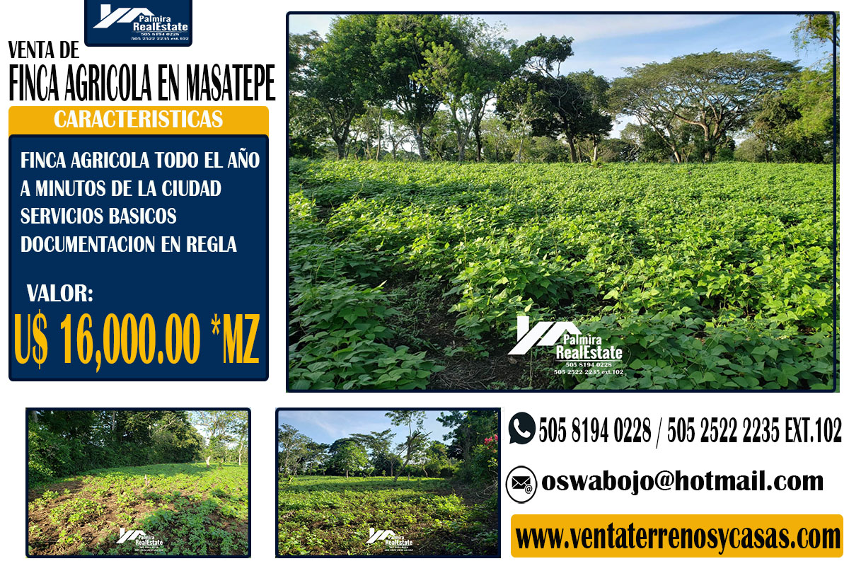 SE VENDE FINCA AGRICOLA EN MASATEPE